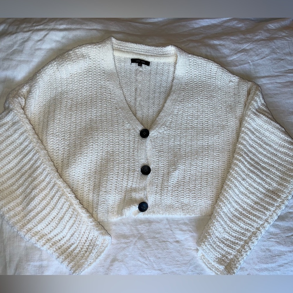 Women's Cream Button-Up Sweater